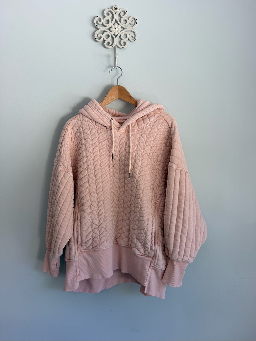 FP Movement Sprint to the Finish Peach/ Pink Quilted Hoodie